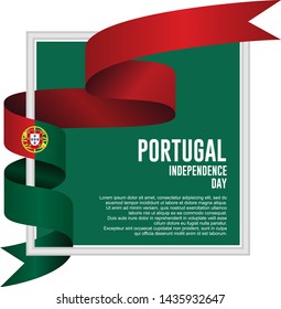 Waving ribbon with Flag of Portugal, Template for Independence day. vector illustration