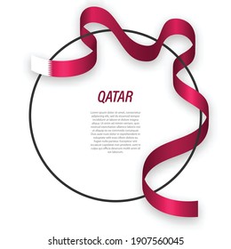 ondeando la bandera de Qatar en un marco circular. Plantilla para diseño de afiches del día de la independencia