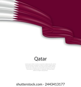 Waving ribbon with flag of Qatar. Template for independence day poster design