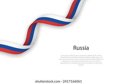 Waving ribbon with flag of Russia. Template for independence day poster design