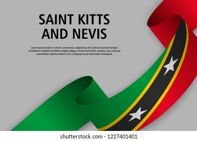 Waving ribbon with Flag of Saint Kitts and Nevis, Template for Independence day banner. vector illustration