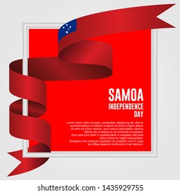 Waving ribbon with Flag of Samoa, Template for Independence day. vector illustration