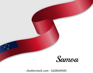 waving ribbon flag of Samoa. Template for independence day banner