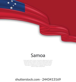 Waving ribbon with flag of Samoa. Template for independence day poster design