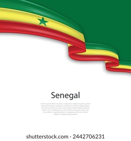 Schwingendes Band mit senegalesischer Flagge. Vorlage für Plakatgestaltung am Unabhängigkeitstag