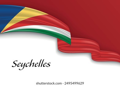 Waving ribbon with flag of Seychelles. Template for independence day poster design