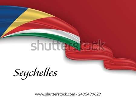 Waving ribbon with flag of Seychelles. Template for independence day poster design