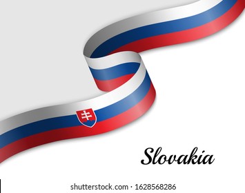 waving ribbon flag of Slovakia. Template for independence day banner