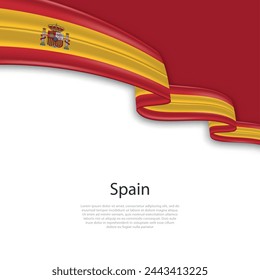 Waving ribbon with flag of Spain. Template for independence day poster design