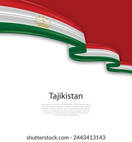 Waving ribbon with flag of Tajikistan. Template for independence day poster design