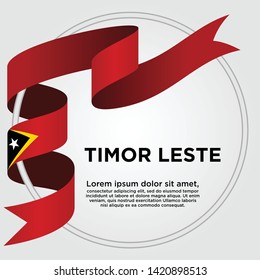 Waving ribbon with Flag of Timor Leste, Template for Independence day. vector illustration