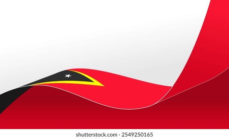 Fita ondulante com bandeira do timor leste. para design de cartaz do dia da independência