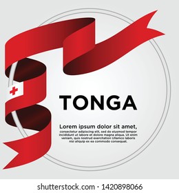 Waving ribbon with Flag of Tonga, Template for Independence day. vector illustration