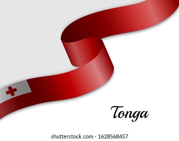 waving ribbon flag of Tonga. Template for independence day banner