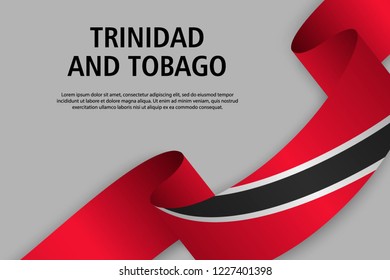 Waving ribbon with Flag of Trinidad and Tobago, Template for Independence day banner. vector illustration