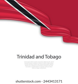 Waving ribbon with flag of Trinidad and Tobago. Template for independence day poster design