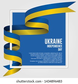 Waving ribbon with Flag of Ukraine, Template for Independence day. vector illustration