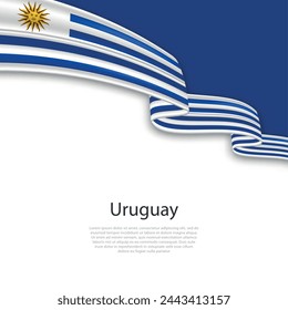 Waving ribbon with flag of Uruguay. Template for independence day poster design