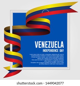 Waving ribbon with Flag of Venezuela, Template for Independence day. vector illustration