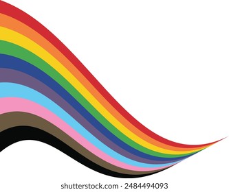 Waving ribbon of LGBT pride. Pride Background with LGBTQ Pride Flag Colours. Rainbow Stripes Background in LGBT Gay Pride Wallpaper