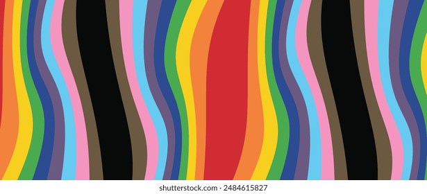 Waving ribbon of LGBT pride. Pride Background with LGBTQ Pride Flag Colours. Rainbow Stripes Background in LGBT Gay Pride Wallpaper