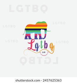 Waving ribbon of LGBT pride isolated on transparent background. LGBTQ colors Elephant. Love, freedom, support and rights realistic vector illustration.