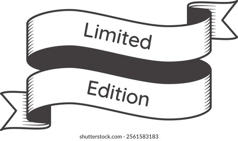 Waving ribbon with limited edition writing in vintage style, ideal for marketing and advertising purposes promoting exclusive products or services