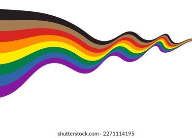 Waving Band der neuen Pride Fahne mit schwarz-braunen Streifen. Flache Vektorgrafik