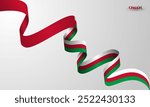 Waving ribbon of oman flag on white background design. Oman independence day campaign. Oman national background