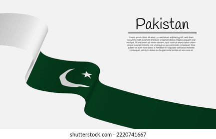 Waving ribbon with pakistan flag template for independence day poster design