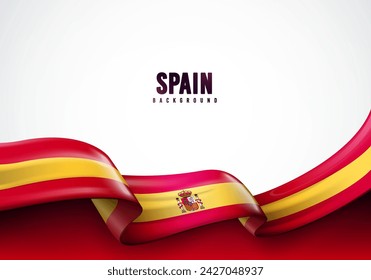 Waving Ribbon With Spain Flag.