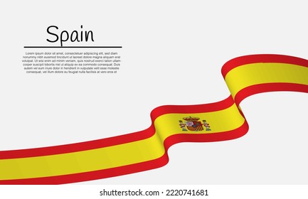 Waving ribbon with spain flag template for independence day poster design