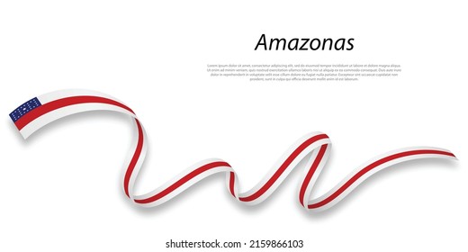 Waving ribbon or stripe with flag of Amazonas is a state of Brazil