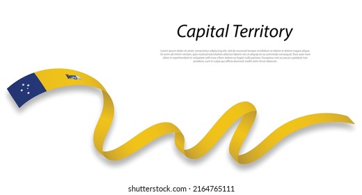 El estado de Australia es ondear cinta o banda con bandera de Territorio Capital