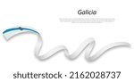 Waving ribbon or stripe with flag of Galicia is a region of Spain