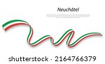 Waving ribbon or stripe with flag of Neuchatel is a region of Switzerland
