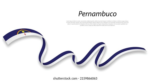 Waving ribbon or stripe with flag of Pernambuco is a state of Brazil