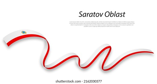 Waving ribbon or stripe with flag of Saratov Oblast is a region of 
Russia