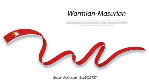 Waving ribbon or stripe with flag of Warmian-Masurian is a region of 
Poland