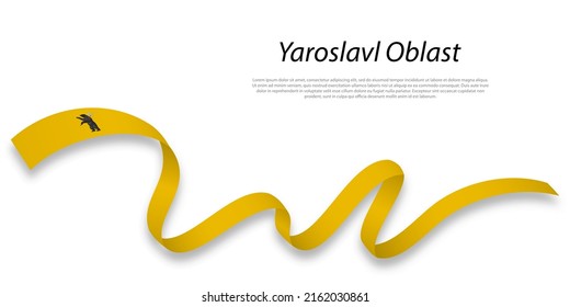 Waving ribbon or stripe with flag of Yaroslavl Oblast is a region of 
Russia