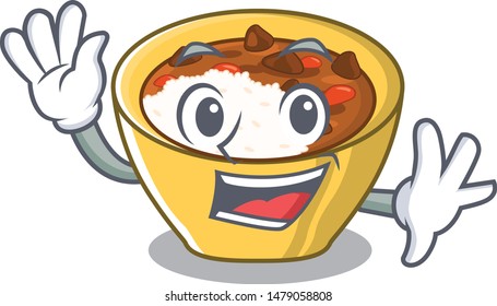 Waving rice curry isolated with the cartoon