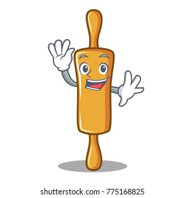 Waving rolling pin character cartoon