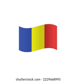 ondear el diseño de estilo plano del icono de la bandera de Rumania.  ondeando la ilustración vectorial de la bandera de Rumania. aislado de fondo blanco.