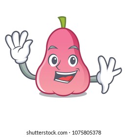 Waving rose apple character cartoon