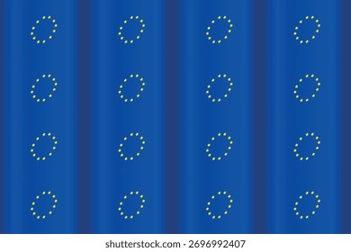 Waving royal blue background featuring a repeating grid of wreaths of yellow stars A seamless patriotic and political pattern with a smooth fabric like texture suitable for backgrounds Vector