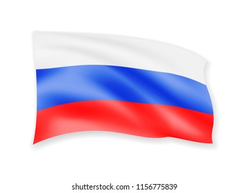 Waving Russia flag on white. Flag in the wind. Vector illustration