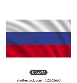 Waving Russia flag on a white background. Vector illustration