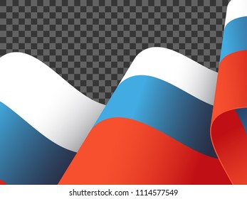 Waving Russian flag on transparent background