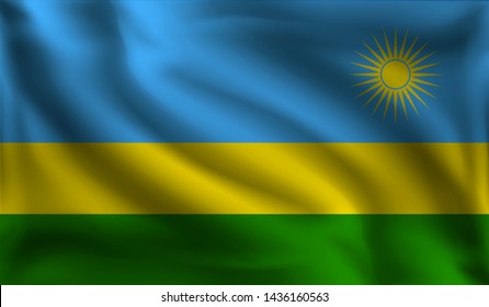 Waving Rwanda flag, the flag of Rwanda, vector illustration