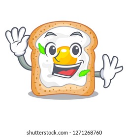 Waving sandwich with shape in egg cartoon